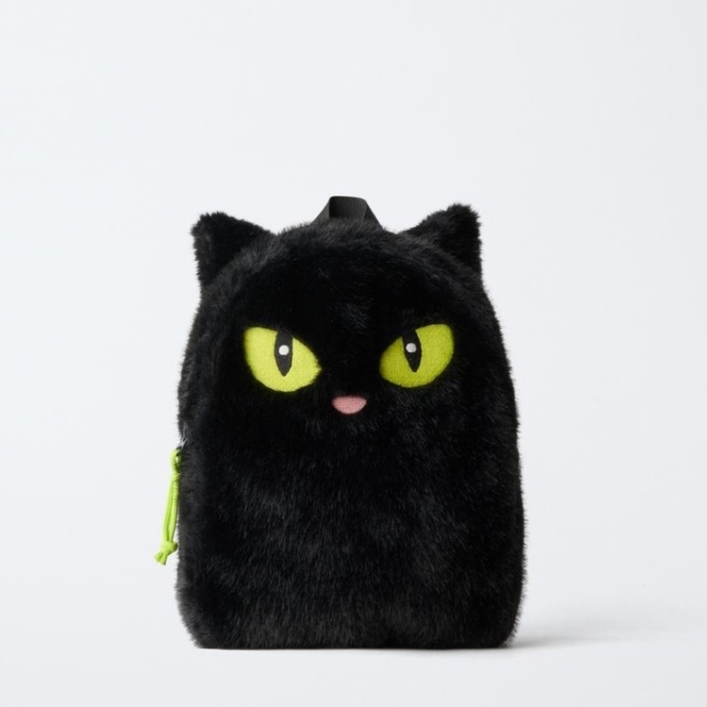 Zara Faux Fur Cat Mini Backpack + Faux Fur Ear Headband - Picture 6 of 7
